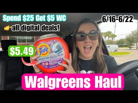 Walgreens Haul – All digital coupon deals! Score 92 oz Tide for $5.49! 6/16-22/24