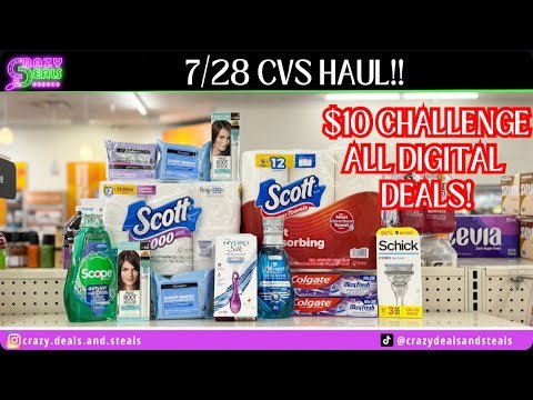 🔥7/28 CVS HAUL= $10 CHALLENGE🎉 CVS ALL DIGITAL COUPONING (CVS Couponing) #cvsdeals