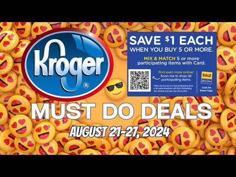 *50+ Deals* Kroger MUST DO Deals for 8/21-8/27 | Buy 5 Save $5 MEGA SALE, Weekly Digitals, & MORE