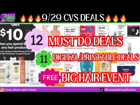 🔥9/29 CVS 12 MUST DO DEALS🎉NEW GLITCHES & MM’S + $10/$40 HAIR EVENT FREEBIE- CVS Couponing