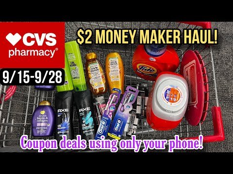 CVS Haul- ALL FREE+ $2 Money Maker! Easy digital coupon deals 9/15-9/28/24