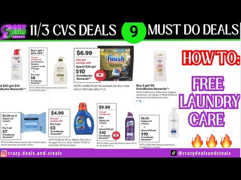 🔥11/3 CVS 9 MUST DO DEALS🎉FREE LAUNDRY CARE + HOUSEHOLD, BODY WASH & MORE- CVS Couponing