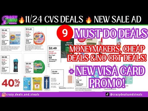 🔥11/24 CVS 9 MUST DO DEALS🎉MONEYMAKERS & CHEAP DEALS + NO CRT DEALS- CVS Couponing