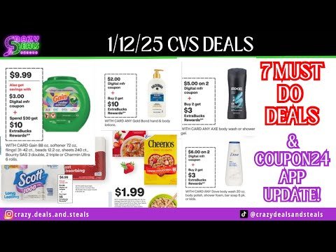 🔥1/12 CVS 7 MUST DO DEALS🎉MONEYMAKERS & COUPON24 APP UPDATE+ NO CRT’S NEEDED!!- CVS Couponing