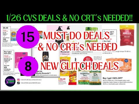 🔥1/26 CVS 15 MUST DO NO CRT DEALS🎉MONEYMAKERS & 8 NEW GLITCHES + FREEBIES & MORE!!- CVS Couponing