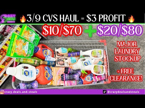 🔥OMG🔥3/9 CVS HAUL = $3 PROFIT👏 +  $10/$70 & $20/$80 DEALS- MAJOR LAUNDRY Deals #cvsdeals #cvshaul