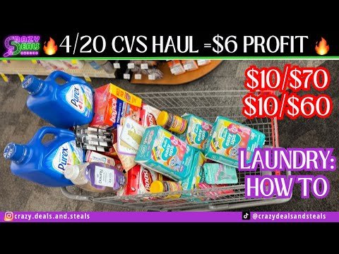 OMG🔥4/20 CVS HAUL $6 PROFIT👏 $10/$70 & $10/$60-LAUNDRY (HOW TO), Diapers, &MORE‼️ #cvsdeals #cvshaul