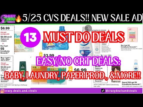🔥5/25 CVS 13 MUST DO DEALS🎉BABY CARE, LAUNDRY, PAPER PROD & MORE!! + CURBSIDE OFFER #cvsdeals