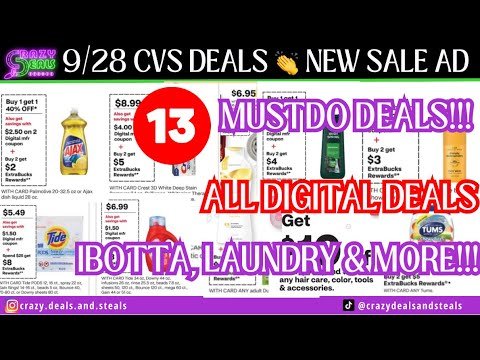 🔥9/28 CVS 13 MUST DO DEALS🎉EASY ALL DIGITAL CVS DEALS (FREEBIES & MM DEALS + IBOTTA!)  #cvsdeals