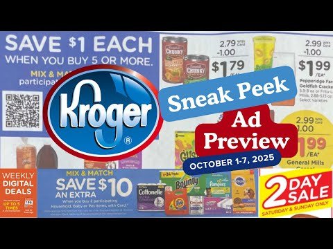 *MEGA SALE* Kroger SNEAK PEEK Ad Preview for 10/1-10/7 | Buy 5 Save $1 Each Mega Sale & MORE