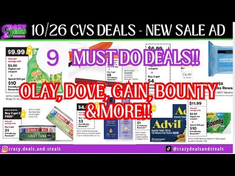 🔥10/26 CVS 9 MUST DO DEALS🎉SEVERAL SUPER EASY CVS DEALS (DOVE, OLAY, GAIN STOCKUP!!)  #cvsdeals