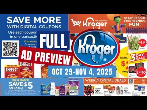 *3 Day Sale* Kroger FULL Ad Preview for 10/29-11/4 | 5x Digital, Weekly Digital, Beauty Event & MORE