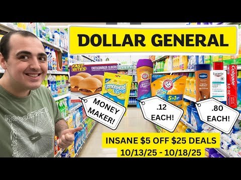 *RUN* INSANE DOLLAR GENERAL $5 OFF $25 DEALS (10/13-10/18/25) ~ MONEYMAKER FOOD / .12 LAUNDRY / MORE