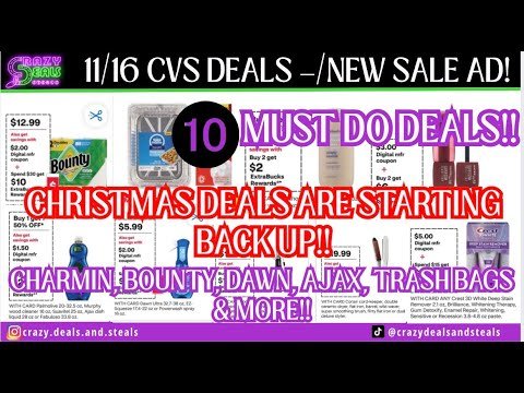 🔥11/16 CVS 10 MUST DO DEALS🎉Laundry, Paper Prod., Trash Bags & MORE (CVS DEALS This Week)  #cvsdeals