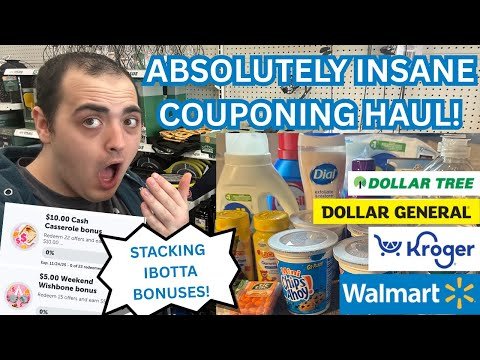 ABSOLUTELY INSANE IBOTTA COUPONING HAUL ~ STACKING IBOTTA BONUSES ~ WALMART / KROGER / DG / DT DEALS