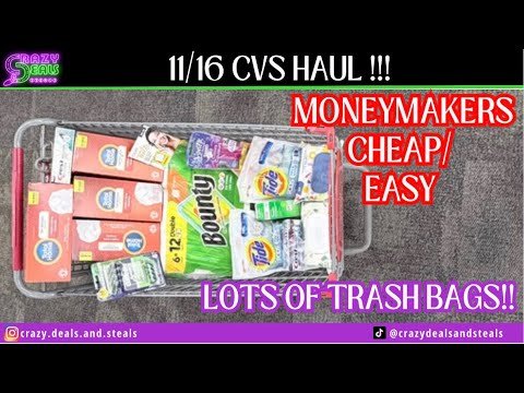 11/16 CVS HAUL🎉11/16 CVS Couponing Deals -FREEBIES +LOTS OF TRASH BAGS!! #cvsdealsthisweek #cvsdeals