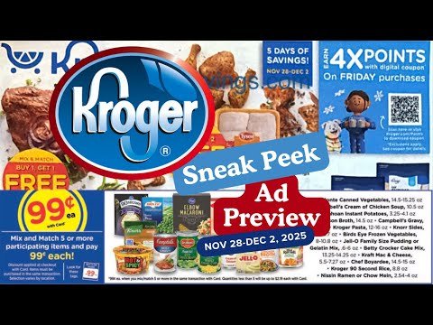*5 DAY SALE* Kroger SNEAK PEEK Ad Preview for 11/28-12/2 | $.99 Sale, Weekly Digitals, & MORE