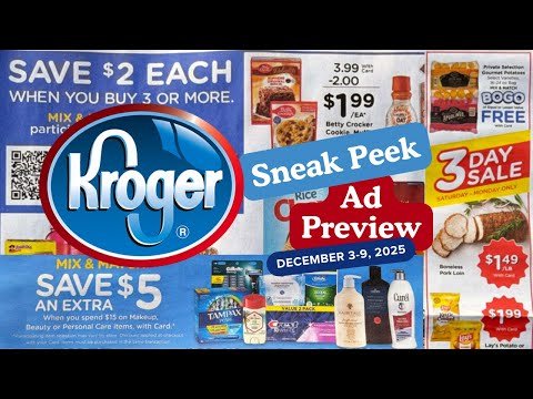 *NEW MEGA SALE* Kroger SNEEK PEAK Ad Preview for 12/3-12/9 | Beauty Event, 3 Day Sale, & MORE