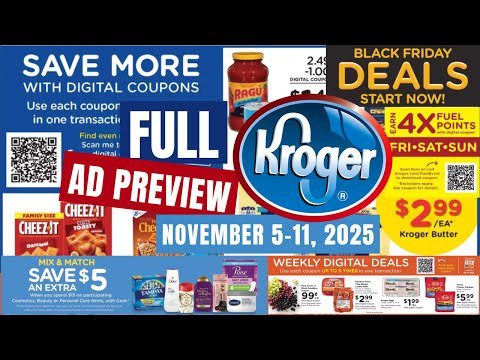 *BLACK FRIDAY DEALS* Kroger FULL Ad Preview for 11/5-11/11 | 5x Digitals, Beauty Event, & MORE