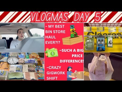 MY BEST BIN STORE HAUL EVER?!? ~ SUCH A BIG PRICE DIFFERENCE ~ CRAZY GIGWORK SHIFT ~ VLOGMAS DAY 5