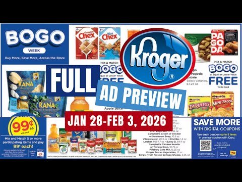 *$.99 SALE* Kroger FULL Ad Preview for 1/29-2/3 | BOGO Week, 5x Digitals, Weekly Digitals, & MORE