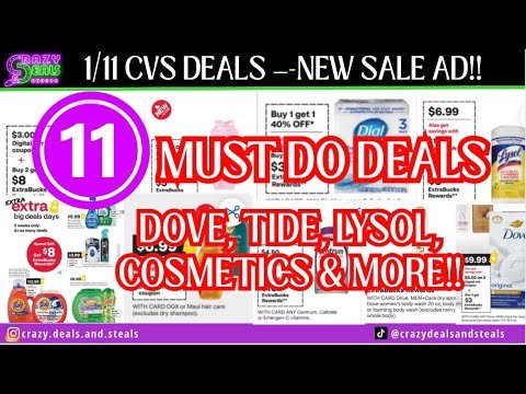 π₯1/11 CVS 11 MUST DO DEALS (DOVE, TIDE, LYSOL)π1/11 CVS DEALS This Week