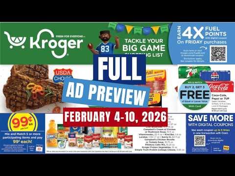*FULL AD* Kroger Ad Preview for 2/4-2/10 | Superbowl Deals, 5x Digitals, $.99 Sale, & MORE