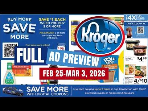 *4x Frozen Fuel Points!?!?* Kroger FULL Ad Preview for 2/25-3/3 | MEGA SALE, Weekly Digitals, & MORE