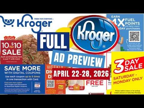 Kroger FULL Ad Preview for 4/22-4/28 | 5x Digitals, 10 for $10, Kroger Brand Event, Weekly D & MORE