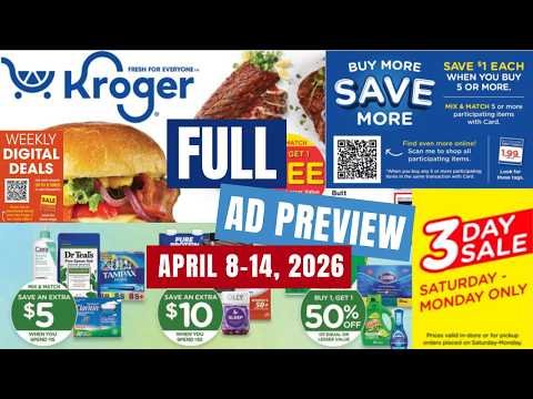 *MEGA SALE* Kroger FULL Ad Preview for 4/8-4/14 | 3 Day Sale, Weekly Digitals, Beauty Event, & MORE