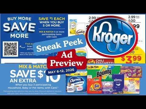 *MEGA SALE* Kroger SNEAK PEEK Ad Preview for 5/6-5/12 | Buy 5 or More Save $1 Each MEGA SALE & MORE