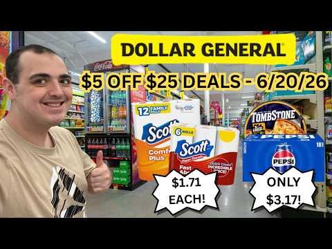 HOT DOLLAR GENERAL $5 OFF $25 DEALS (6/20/26) ~ $1.71 PAPER PRODUCTS! ~ $3.17 PEPSI ~ MORE!