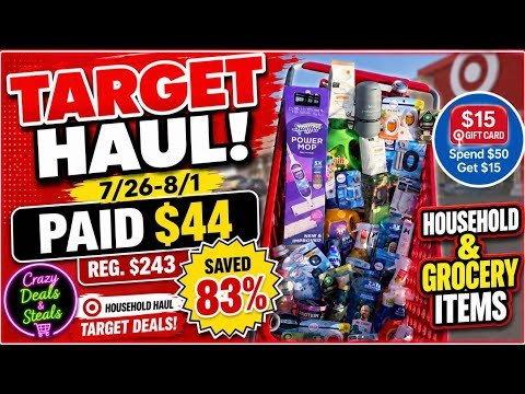🍿7/26 TARGET HAUL 🔥🔥Spent $44 (Reg. Price: $243) 83% SAVINGS! $15 Target Giftcard Household Deals!