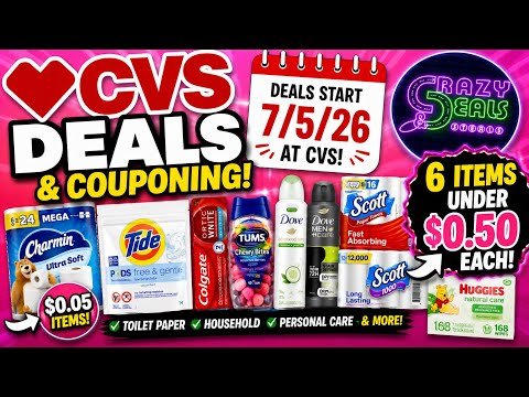 7/5 CVS DEALS-9 Must Do CVS Deals (NEW AD) 6 ITEMS $0.49 EACH, TRASH BAGS & MORE #cvsdeals