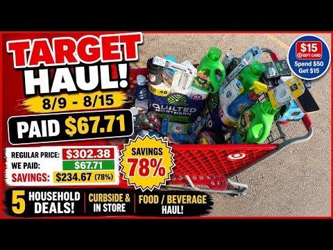 8/9 TARGET HAUL IS 🥵🔥 5 Spend $50 get $15 Gift Card Deals (in store/curbside) $0.99 DOVE & FOOD