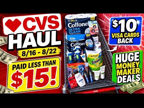CVS HAUL 8/16–8/22 🔥 Paid UNDER $15 for EVERYTHING + $10 Visa Cards Back& Huge Moneymaker Deals!