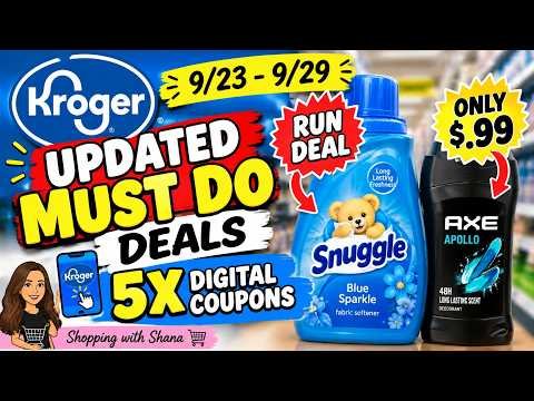 *RUN DEALS* Kroger UPDATED Must Do Deals for 9/23-9/29 | 5x Digitals, $.99 Deodorant, & MORE