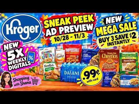 *$.99 SALE* Kroger *SNEAK PEEK* Ad Preview for 10/28-11/3 | NEW MEGA, 5x Digitals, B2G3 Soda & MORE