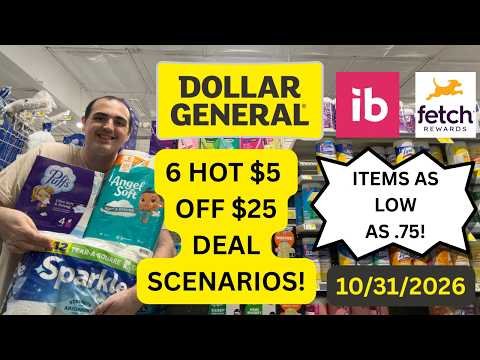 **ITEMS AS LOW AS .75 AT DOLLAR GENERAL!** ~ 6 HOT $5 OFF $25 DEAL SCENARIOS! ~ 10/31/2026