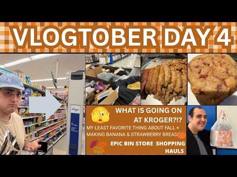 WHAT IS GOING ON AT KROGER? ~ BIN STORE SHOPPING ~ MAKING BANANA & STRAWBERRY BREAD ~ VLOGTOBER 4
