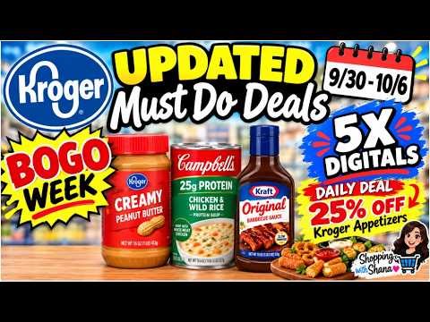 *BOGO WEEK* Kroger UPDATED Must Do Deals for 9/30-10/6 | Daily Deal, Weekly Digitals, & MORE